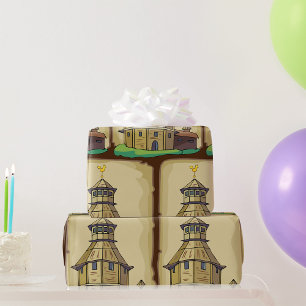 Mediaeval Wooden Watchtower and Fortress Wrapping Paper