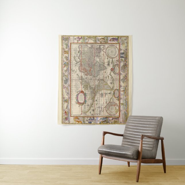 Mediaeval World Map by Willem Blaeu Tapestry (In Situ)