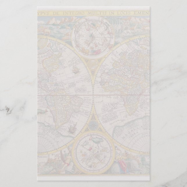 Mediaeval World Map From 1525 Stationery (Front)