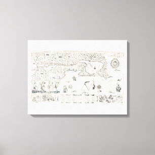 Mediaeval World map Quebec Nouvelle-France America Canvas Print