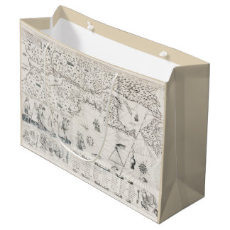Mediaeval World map Quebec Nouvelle-France America Large Gift Bag