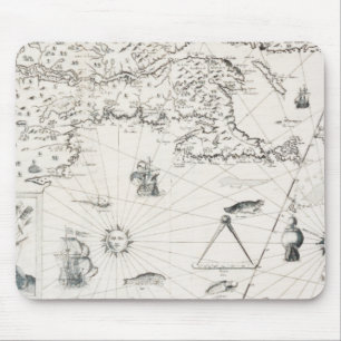 Mediaeval World map Quebec Nouvelle-France America Mouse Pad