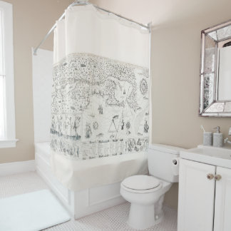 Mediaeval World map Quebec Nouvelle-France America Shower Curtain