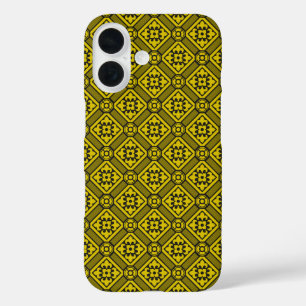 Mediaeval Yellow Black Lilies Romanesque Pattern iPhone 16 Case