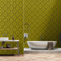 Mediaeval Yellow Black Lilies Romanesque Pattern