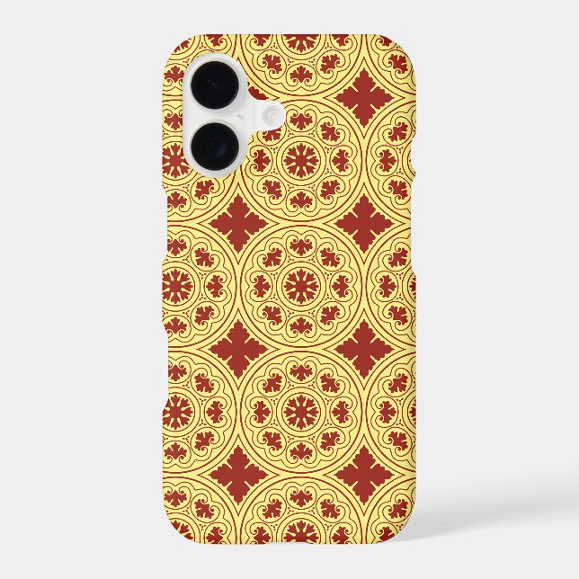 Mediaeval Yellow Red Rosette Flower Pattern (Back)