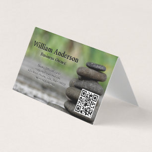 Mediation Stacked Rocks QR Code Business Card