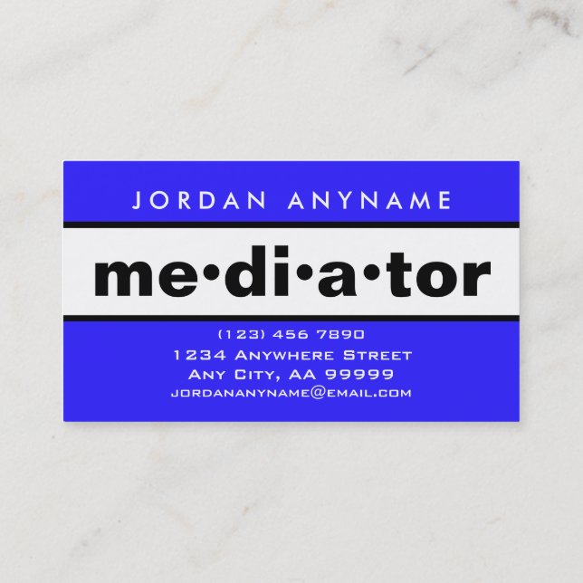 Mediator Bold Blue and White Business Card (Back)