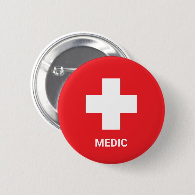 MEDIC & First Aid, Cross, Ambulance, Doctor  6 Cm Round Badge (Front & Back)