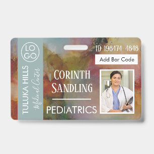 Medica Photo ID Floral Abstract Badge