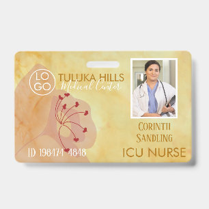 Medica Photo ID Floral Hearts Badge