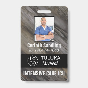 Medica Photo ID Grey Brown Black Inks Badge