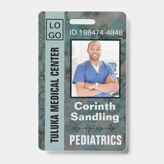 Medica Photo ID Painterly in Blues Badge (Front)