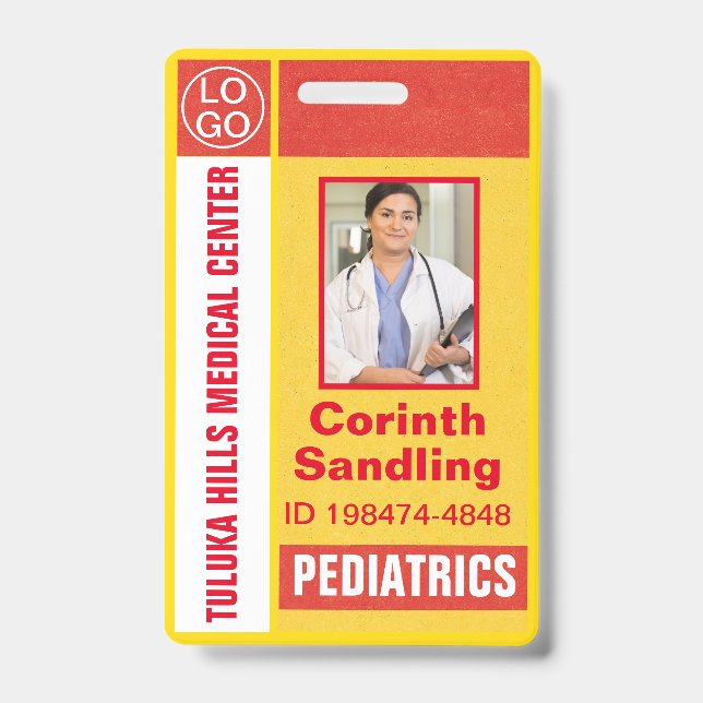 Medica Photo ID Retro Orange and Yellow Badge (Front)
