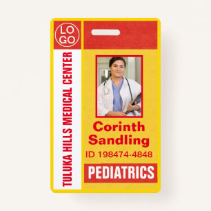 Medica Photo ID Retro Orange and Yellow ID Badge