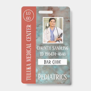 Medica Photo ID Soft Blue Inks Badge