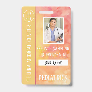 Medica Photo ID Warm Pink Yellow Inks Badge