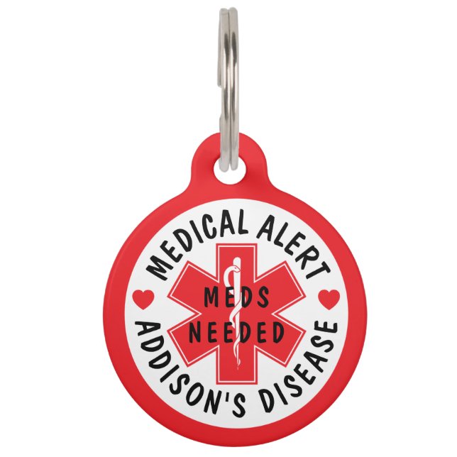 Medical Alert Addison's Disease Pet Tag NEEDS MEDS (Front)