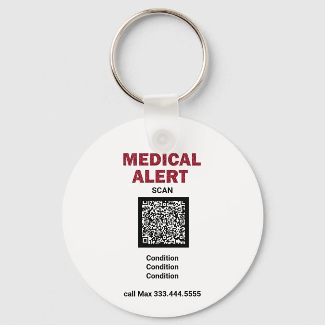 *~* Medical Alert AP38 QR ICE Keychain (Front)