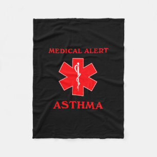 Medical alert asthma fleece blanket