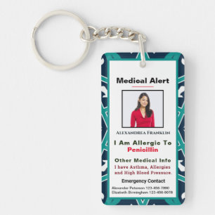 Medical Alert Emergency Card Custom Key Ring