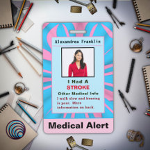 Medical Alert Emergency Contact Custom Card Badge