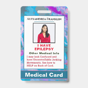 Medical Alert Emergency Contact Custom Card  ID Badge