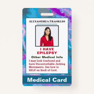 Medical Alert Emergency Contact Custom Card  ID Badge