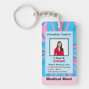 Medical Alert Emergency Contact Custom Card Key Ring