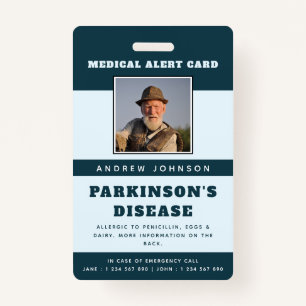 Medical Alert Emergency Info & ID Photo Adult Name ID Badge