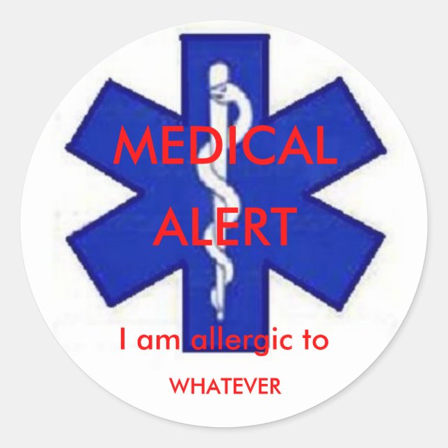 Medical Alert "I am allergic to" Sticker (Front)