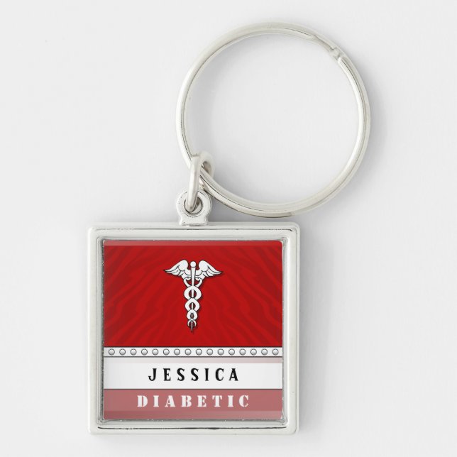 Medical Alert Keychain - Custom Name - Diabetic (Front)