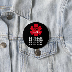 Medical Alert Series Allergies Personalize  7.5 Cm Round Badge
