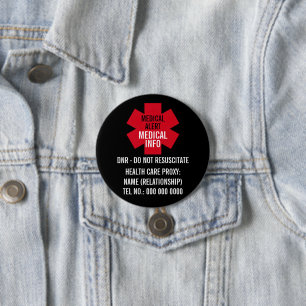 Medical Alert Series Healthcare Proxy Personalize 7.5 Cm Round Badge