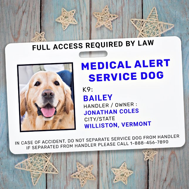 Medical Alert Service Dog Photo ID Badge (Creator Uploaded)