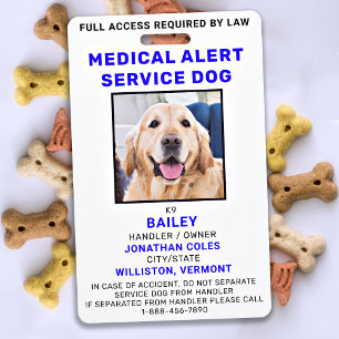 Medical Alert Service Dog Photo ID Badge