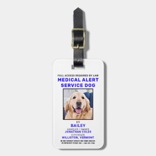 Medical Alert Service Dog Photo ID Badge Luggage Tag
