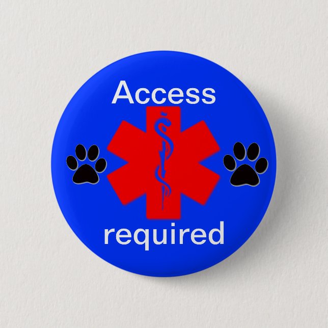 medical alert symbol service dog access required 6 cm round badge (Front)
