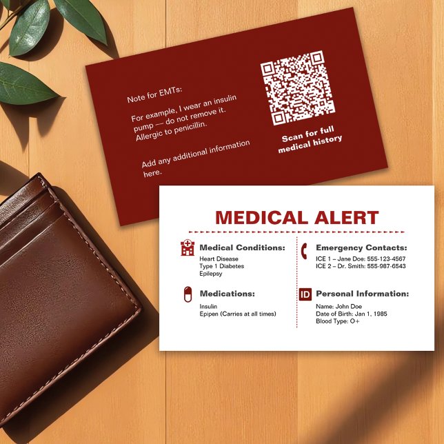 Medical Alert Wallet Card | Custom Emergency Info (Creator Uploaded)