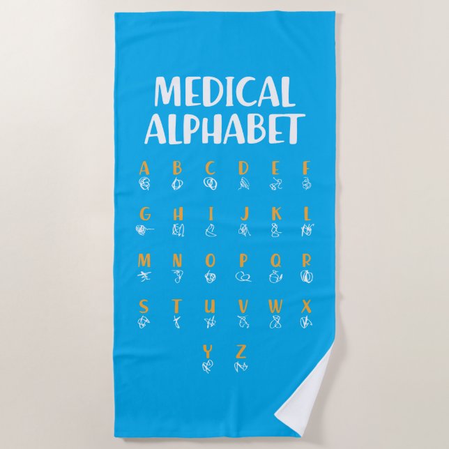Medical Alphabet Beach Towel (Front)