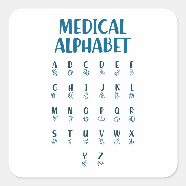 Medical Alphabet Square Sticker (Front)