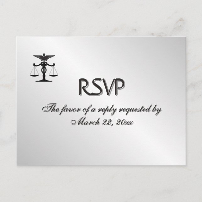 Medical and Law Intertwined Silver Menu RSVP (Front)