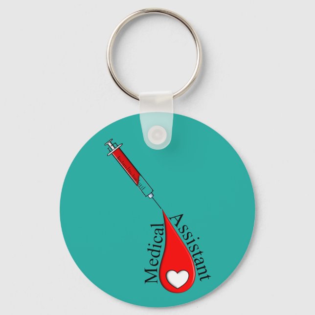 Medical Assistant Blood Drop Art Key Ring (Front)
