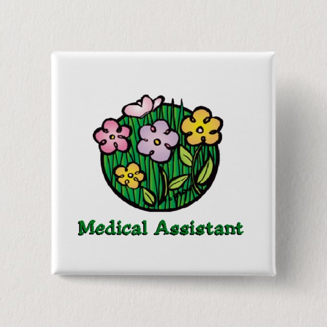 Medical Assistant Blooms 2 15 Cm Square Badge (Front)