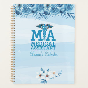 Medical Assistant Blue Floral Personalised Planner