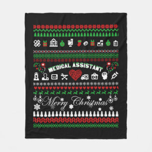 Medical Assistant Christmas Shirt Fleece Blanket