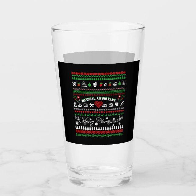 Medical Assistant Christmas Shirt Glass (Front)