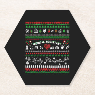 Medical Assistant Christmas Shirt Paper Coaster