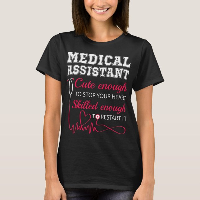 Medical Assistant Cute Nurse Stop Heart Male Femal T-Shirt (Front)