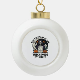 Medical Assistant Halloween Witch Vintage Engravin Ceramic Ball Christmas Ornament